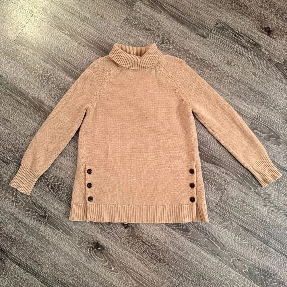 Garnet Hill Tan Cashmere Turtleneck